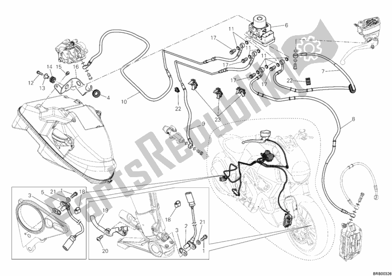 Tutte le parti per il Impianto Frenante Abs del Ducati Diavel Carbon USA 1200 2012